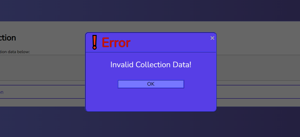 Invalid Collection