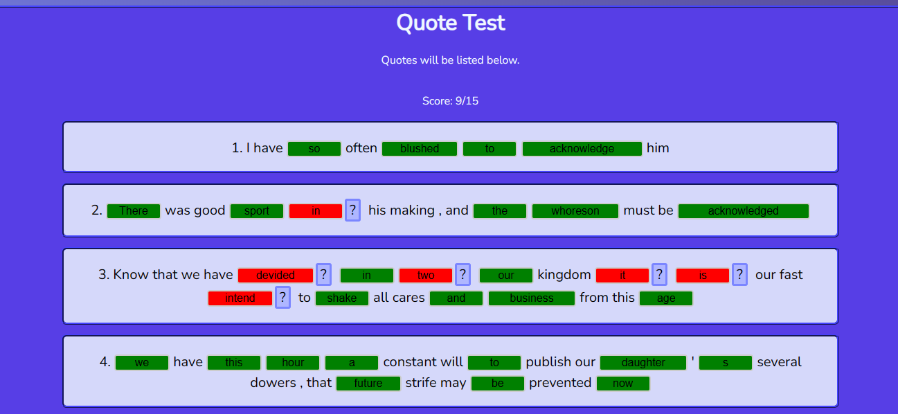 Quote Test Results